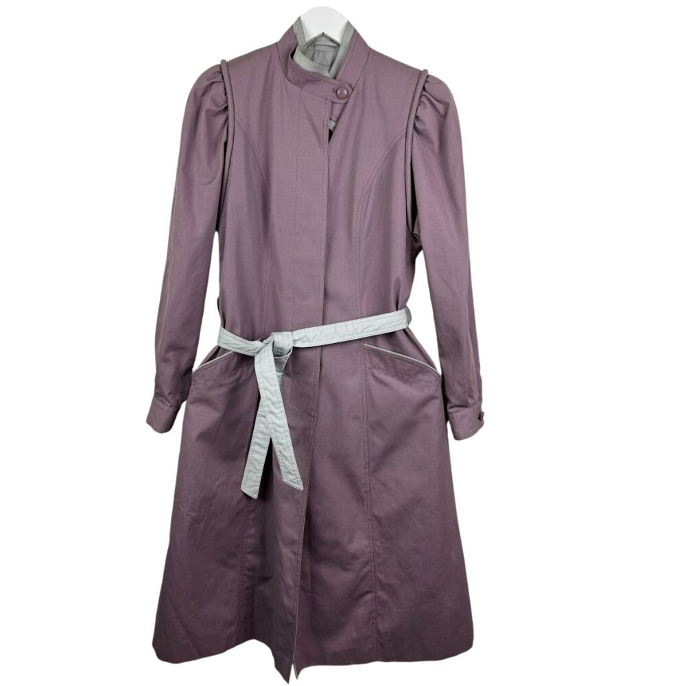 Vintage J Gallery Jacket Womens 6/7 Lavender Purple Lined Trench Coat Outerwear